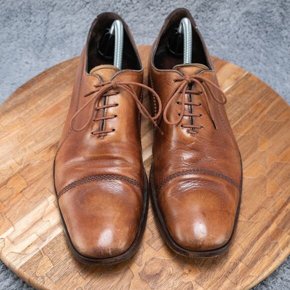 TARYN ROSE Men's Carmel Tan Leather Cap-Toe Oxford Size 10.5 C - Picture 2 of 9
